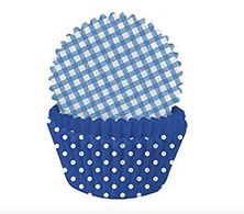Picture of COBALT BLUE GINGHAM AND POLKA MIX CUPCAKE CASES